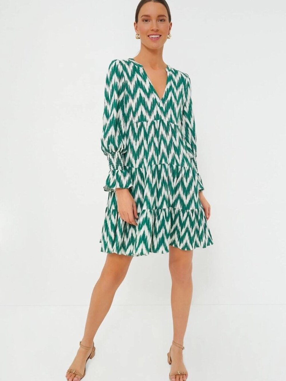 TUCKERNUCK Pomander Place green IKAT Kenzo Dress Size S